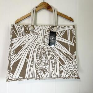 Brand New Manaola Hawaiian Print Jute Bag Ulu Breadfruit Large Tote Bag